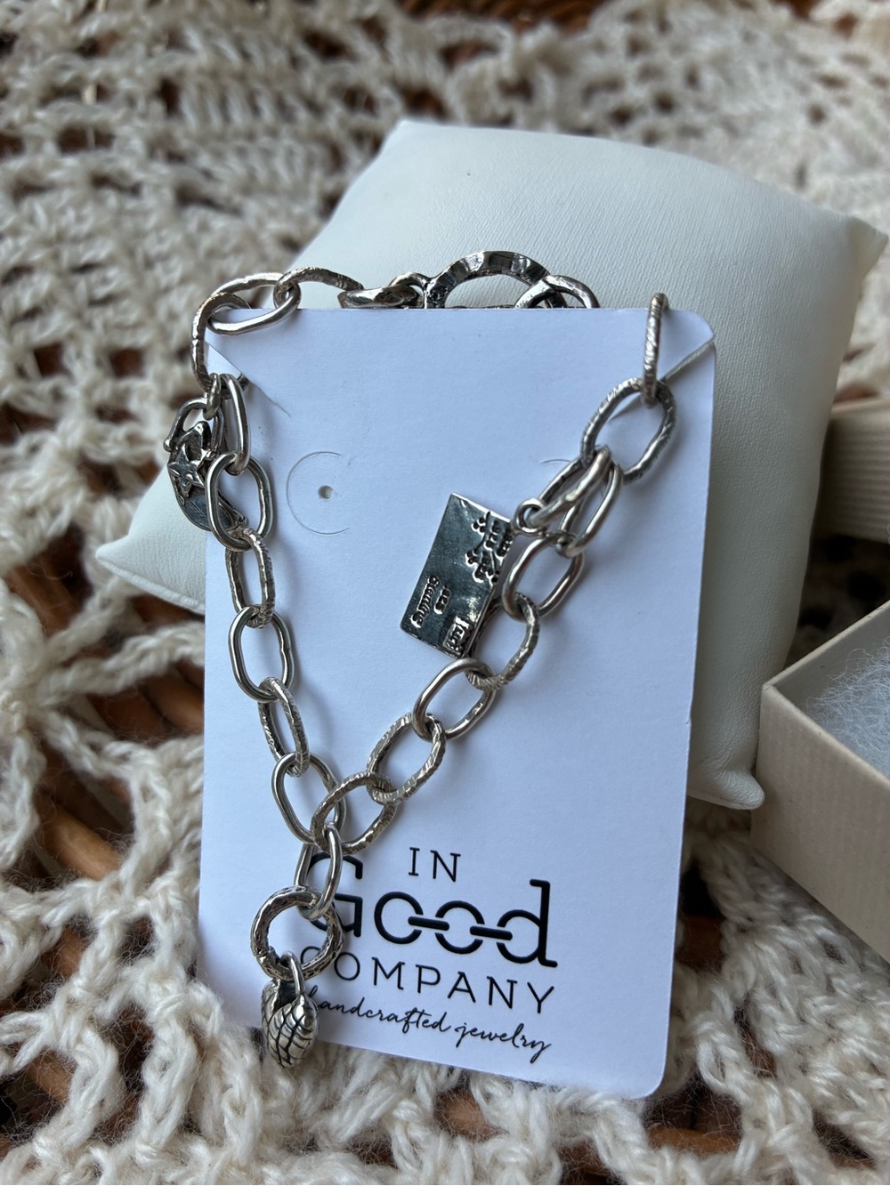Handmade Artisan .925 solid sterling oval  link Charm toggle bracelet 7” INCHES